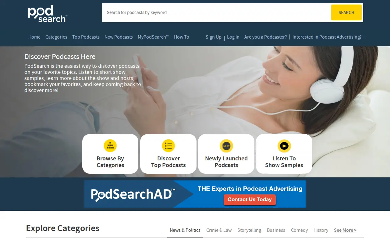 Discover Podcasts Here! website preview
