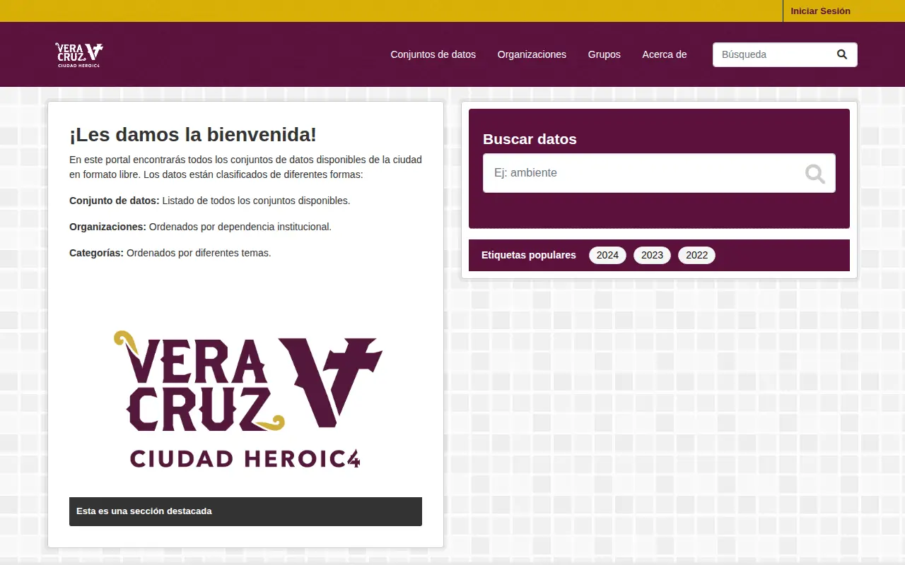 Open Data of the Municipality of Veracruz website preview