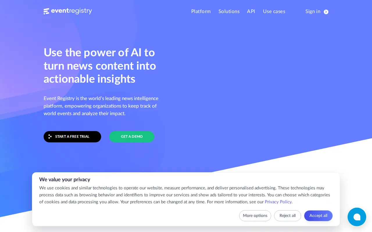 Event Registry website preview