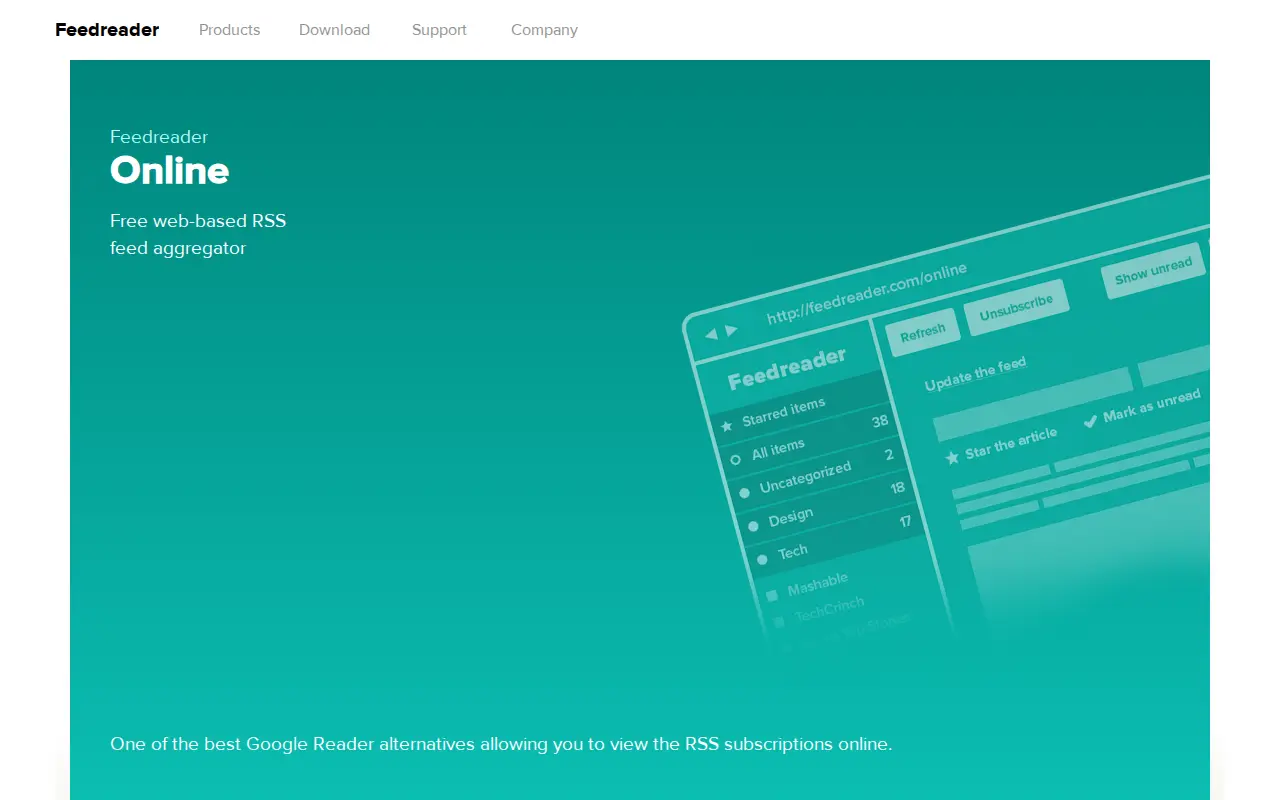 Feedreader website preview