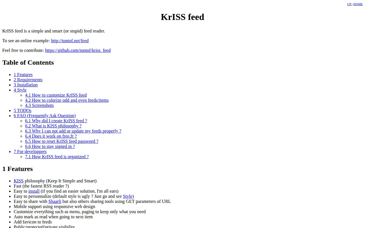 KrISS-feed website preview
