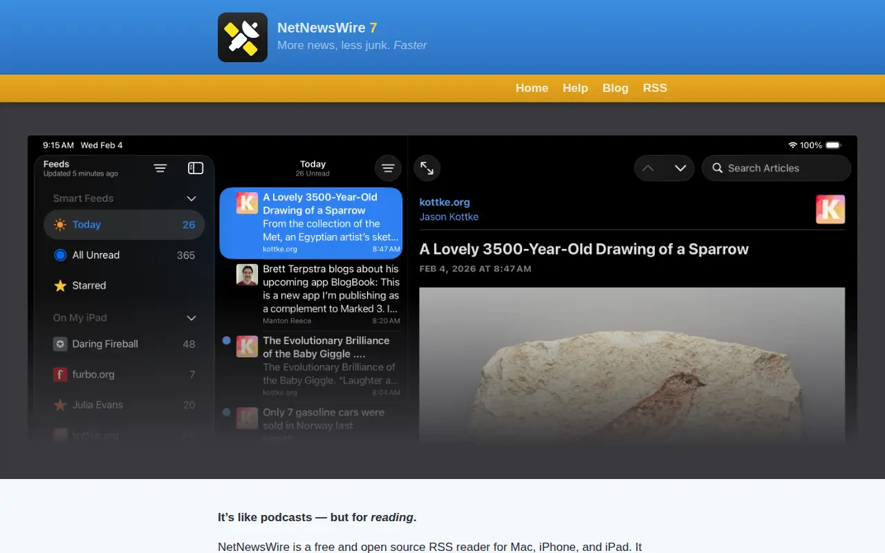 NetNewsWire website preview