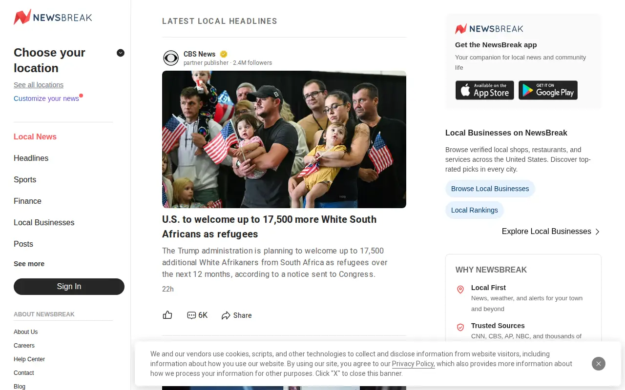 NewsBreak website preview