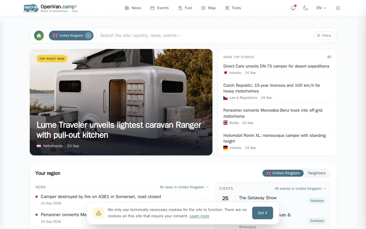 OpenVan.camp website preview
