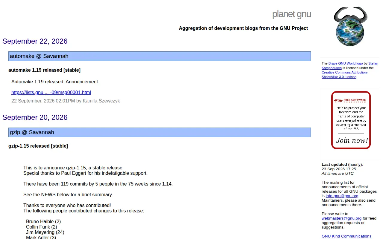 Planet GNU website preview