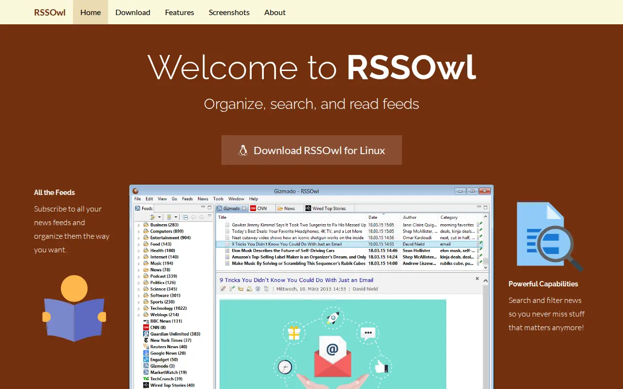 RSSOwl website preview