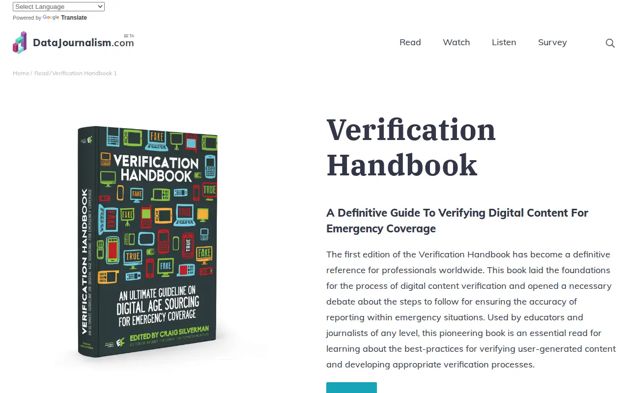 Verification Handbook website preview
