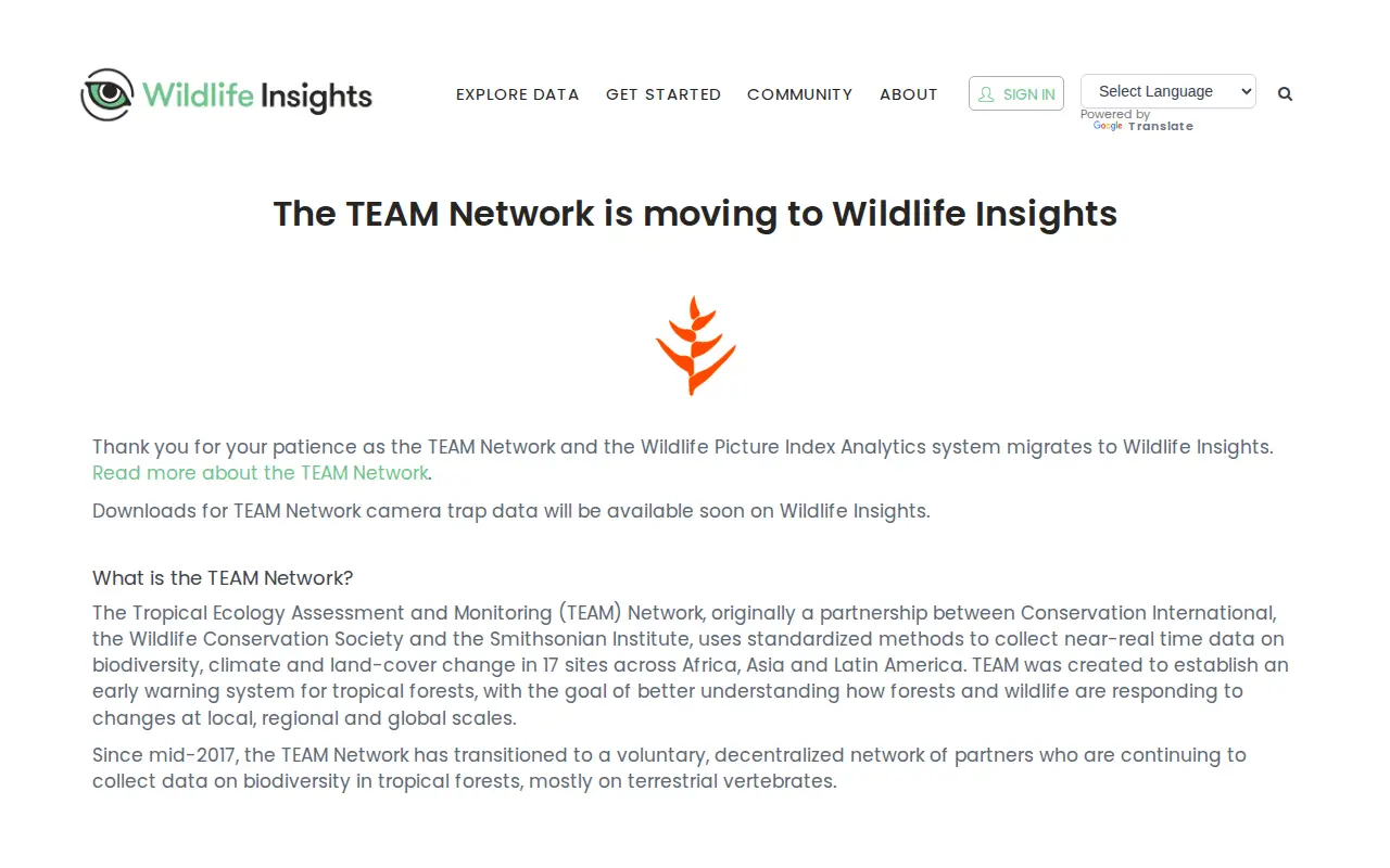 Tropical Ecology Assessment and Monitoring Network website preview