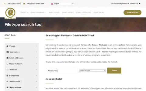 Preview of Filetype search tool