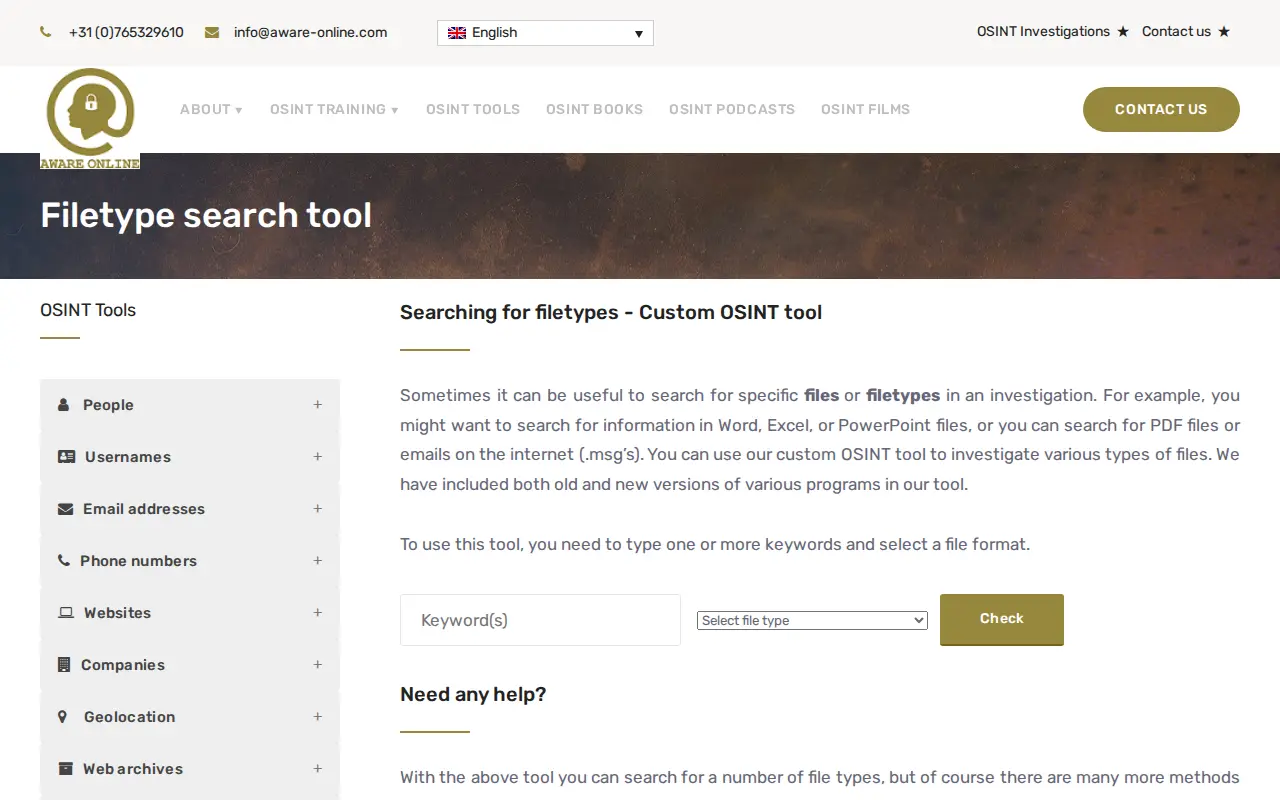 Filetype search tool website preview