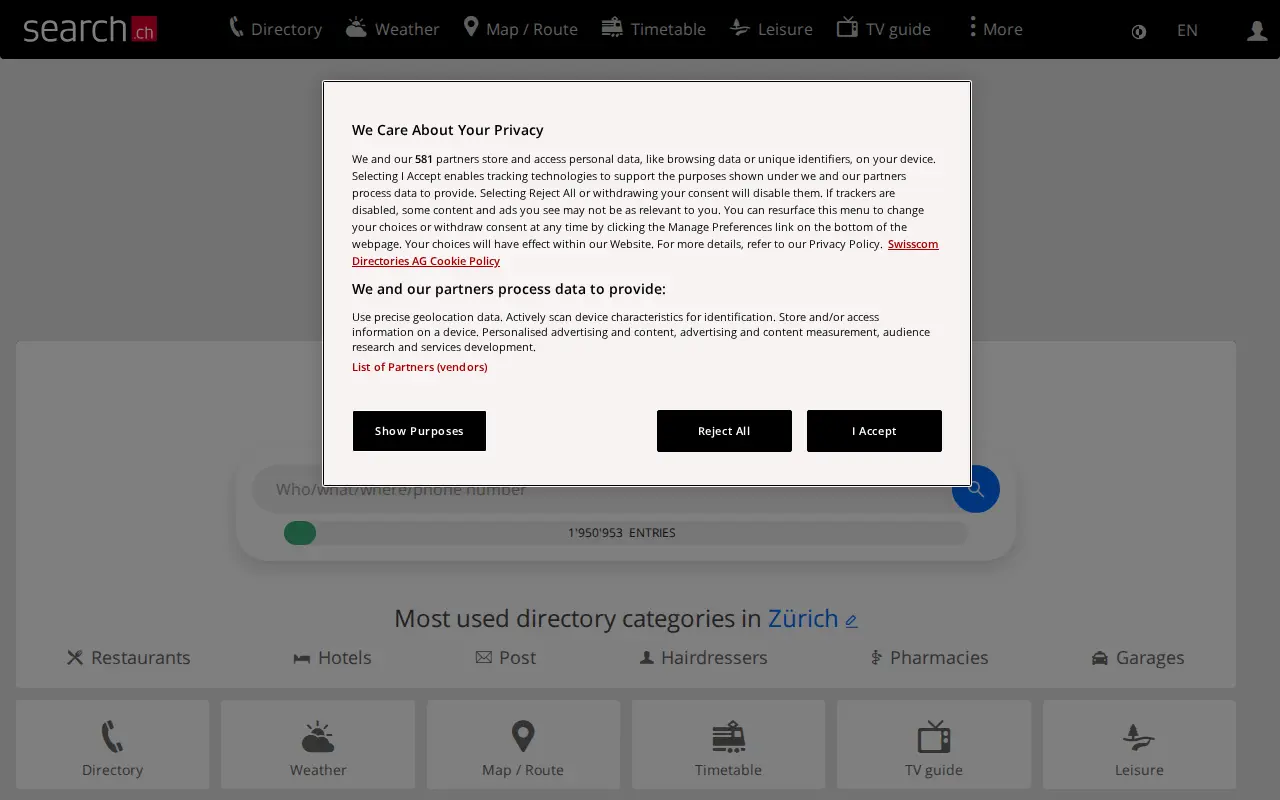 search.ch website preview