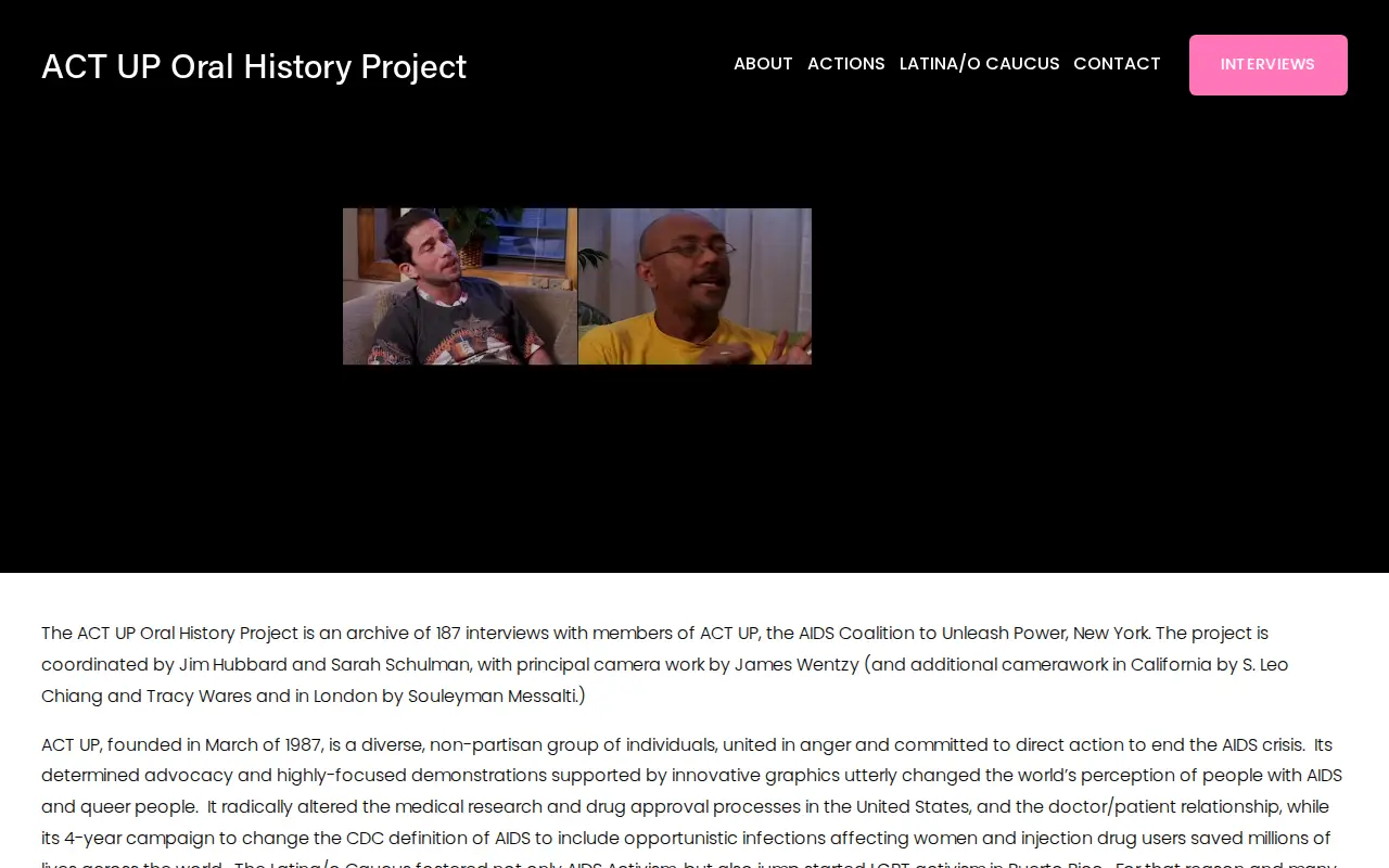 ACT UP Oral History Project website preview