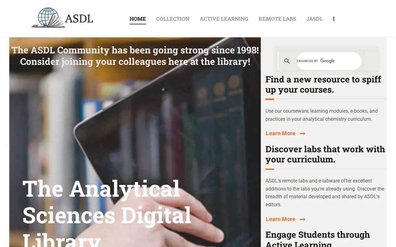 Analytical Sciences Digital Library website preview
