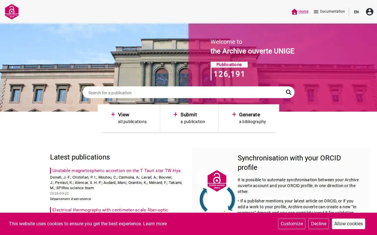 Archive ouverte UNIGE website preview