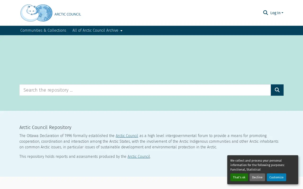 Arctic Council - Open Access Archive website preview