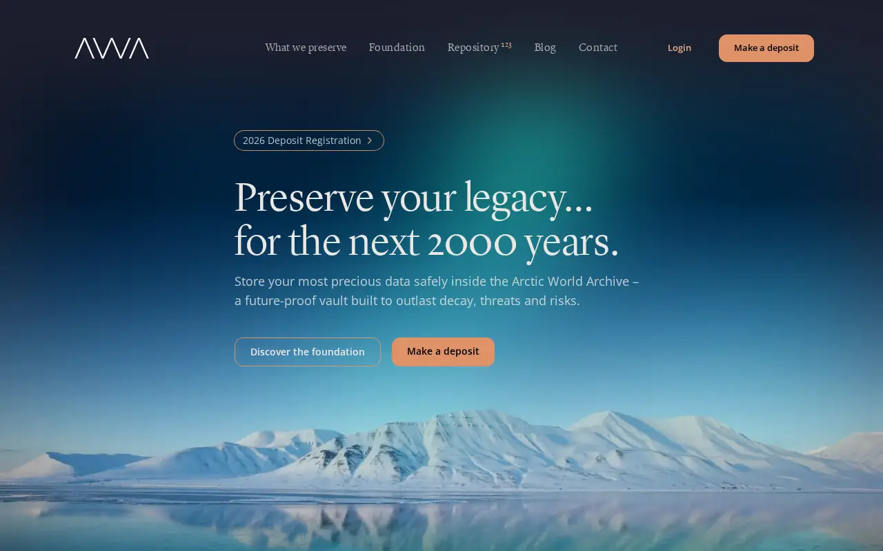 Arctic World Archive website preview