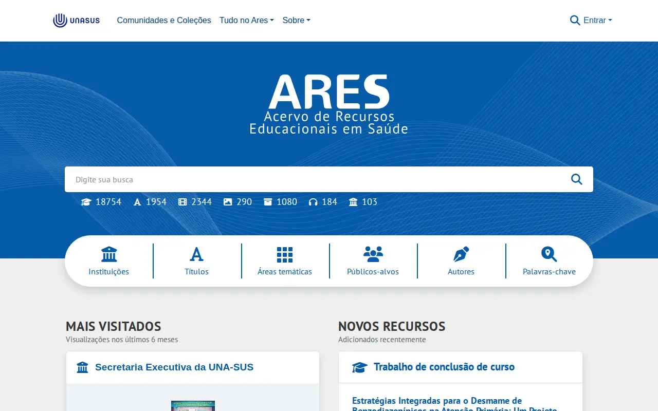 ARES - ACERVO DE RECURSOS EDUCACIONAIS EM SAÚDE website preview