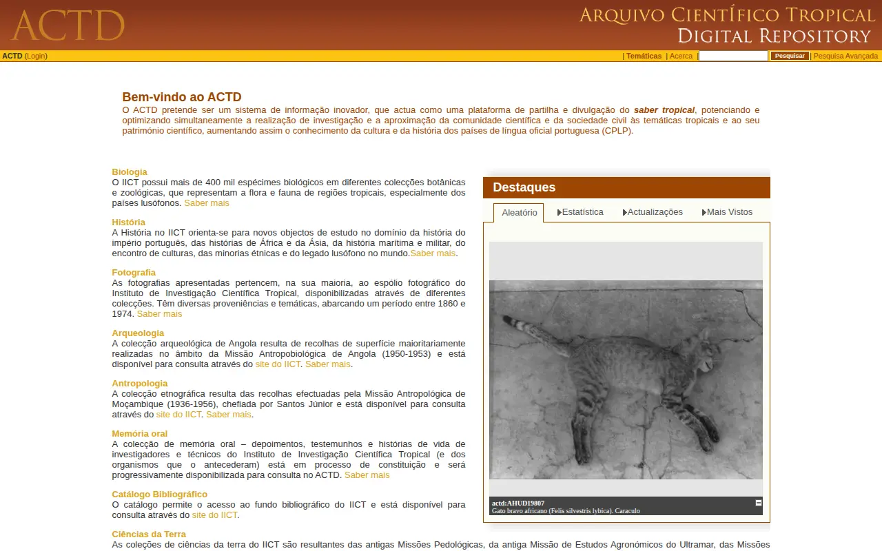 Arquivo Científico Tropical website preview
