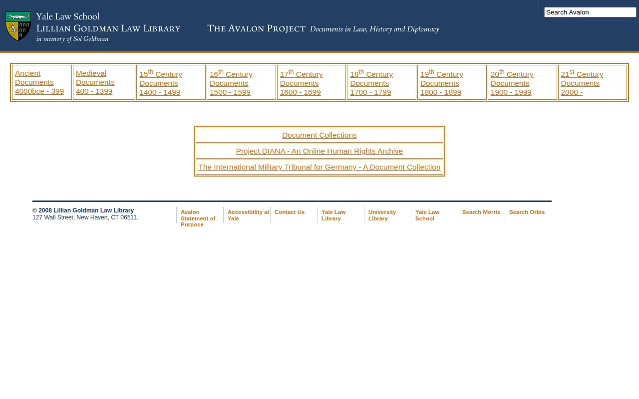 Avalon Project website preview