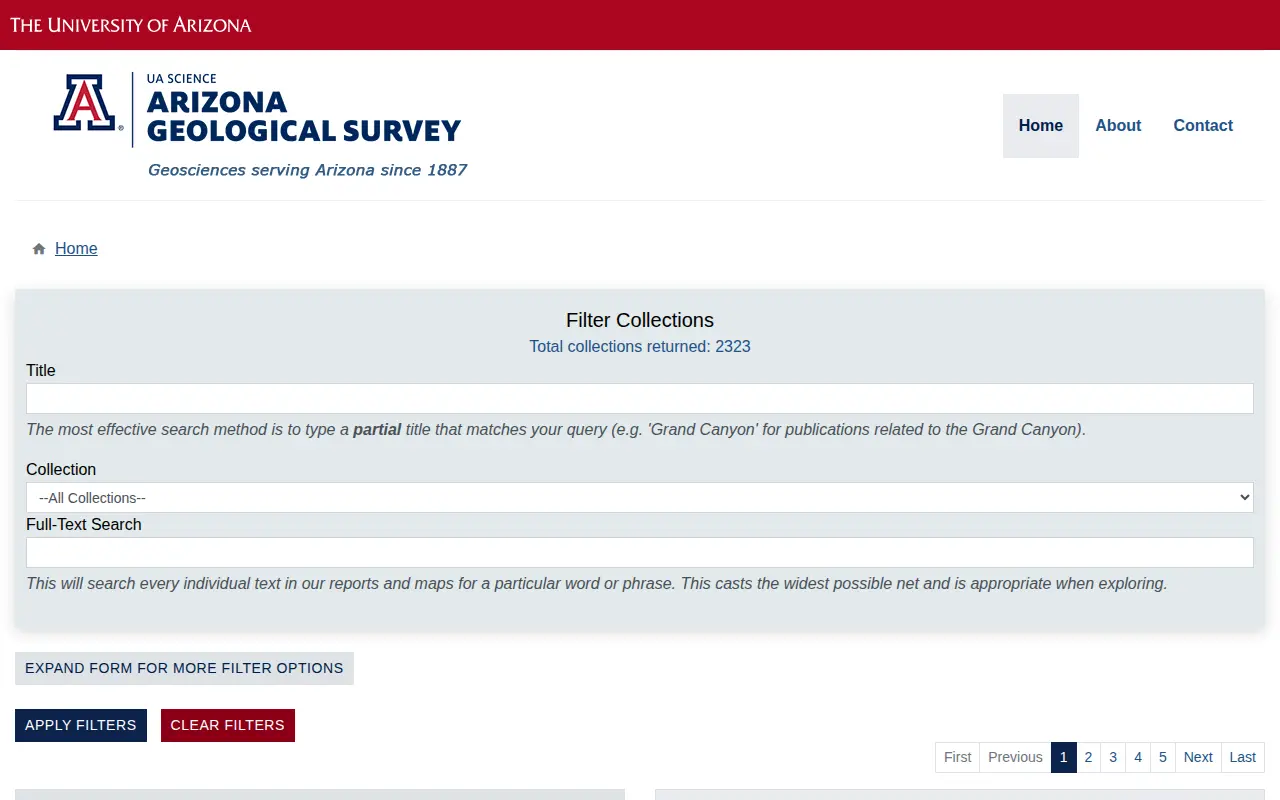 AZGS Library website preview