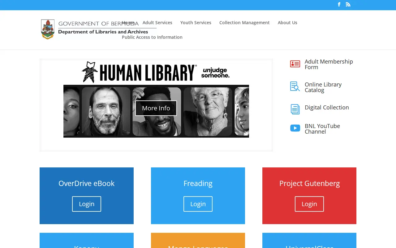 Bermuda National Library website preview