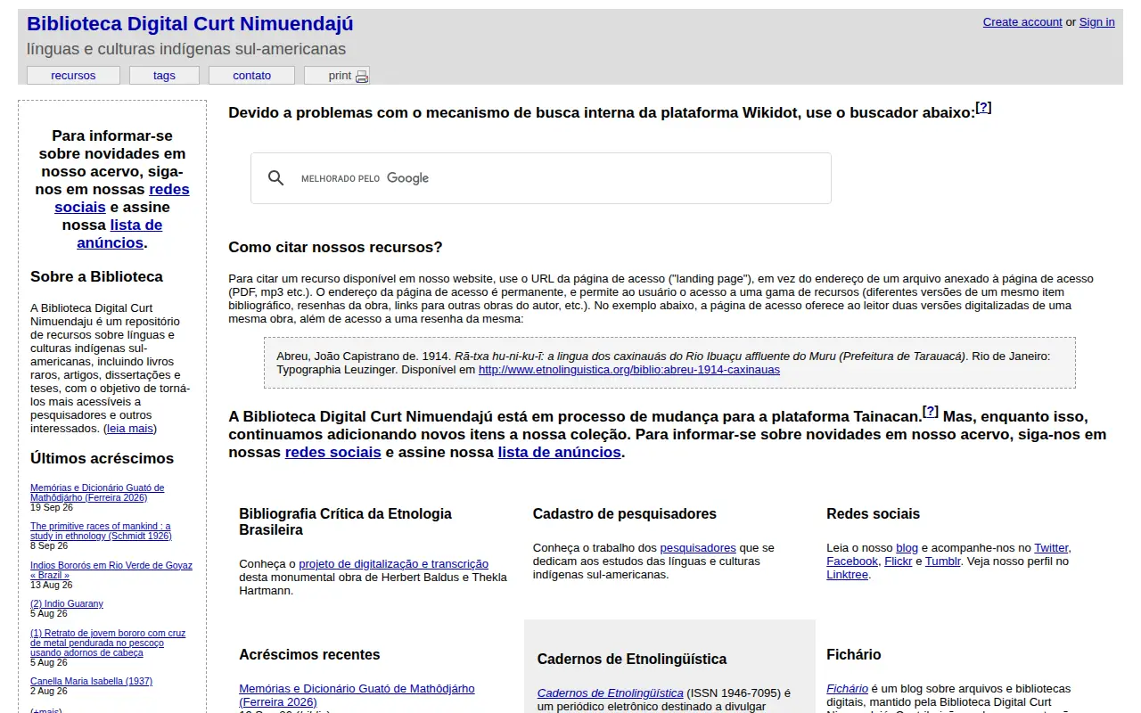 Biblioteca Digital Curt Nimuendajú website preview