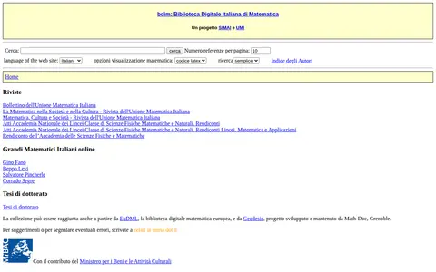Preview of Biblioteca Digitale Italiana di Matematica