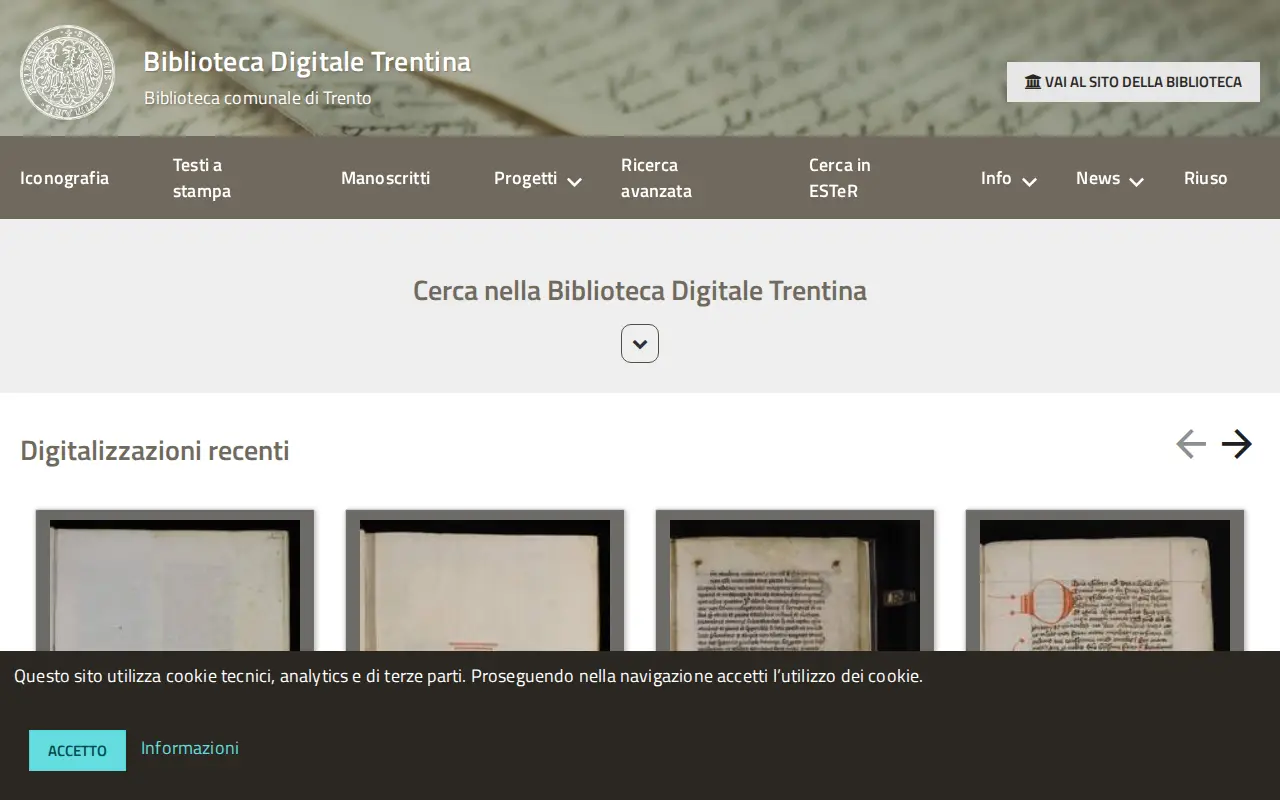 Biblioteca Digitale Trentina website preview