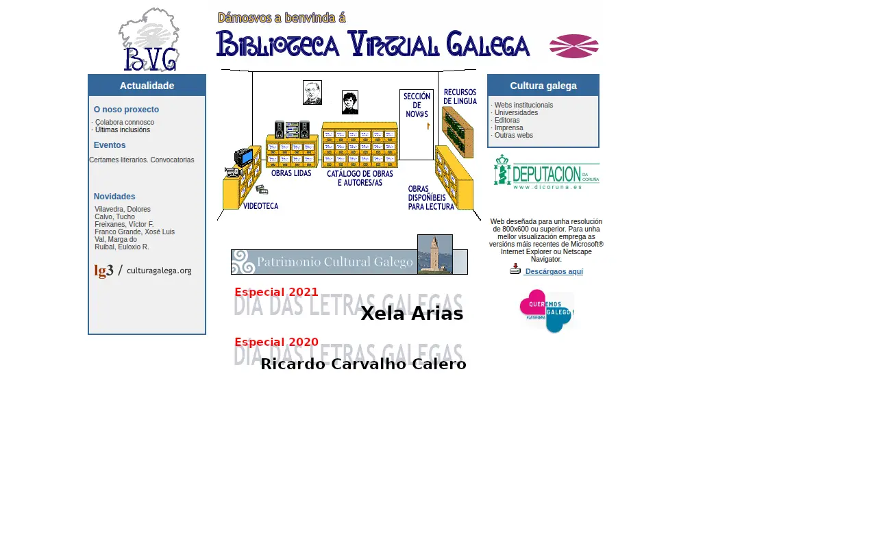 Biblioteca Virtual Galega website preview