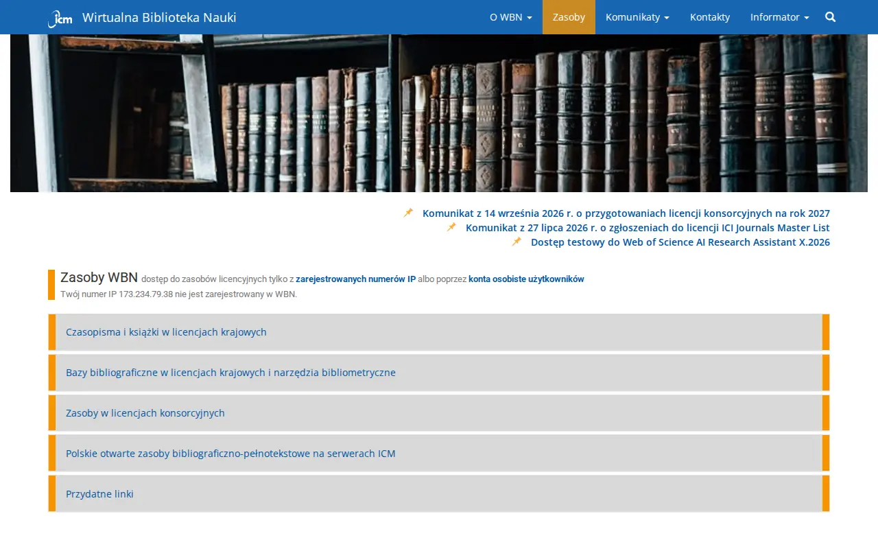 Biblioteka Wirtualna Nauki website preview