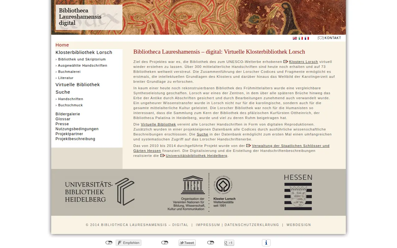 Bibliotheca Laureshamensis – digital website preview