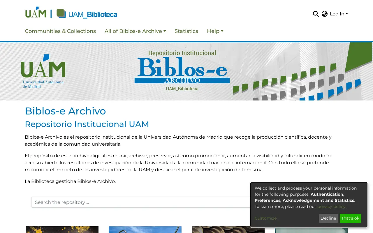 Biblos-e Archivo website preview