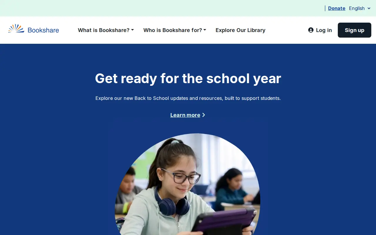 Bookshare website preview