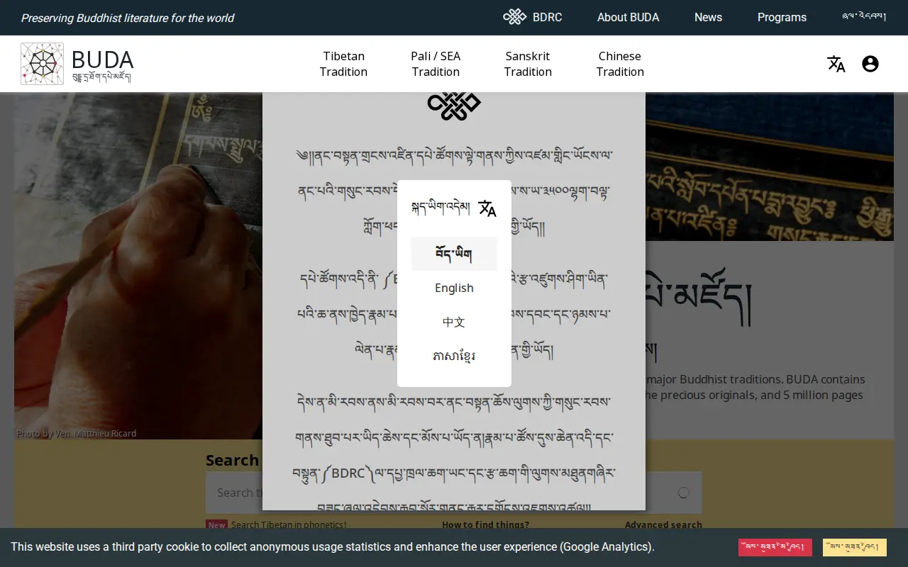 Buddhist Digital Archives website preview