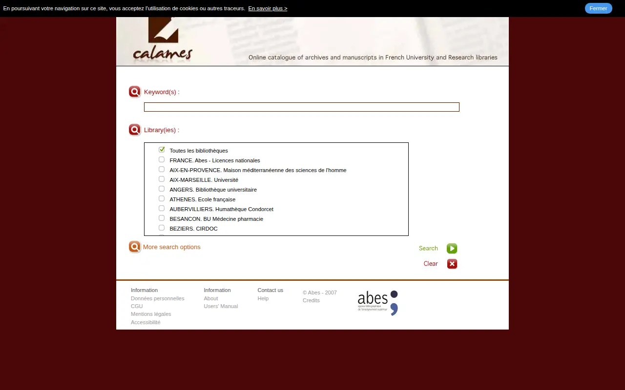 Calames website preview