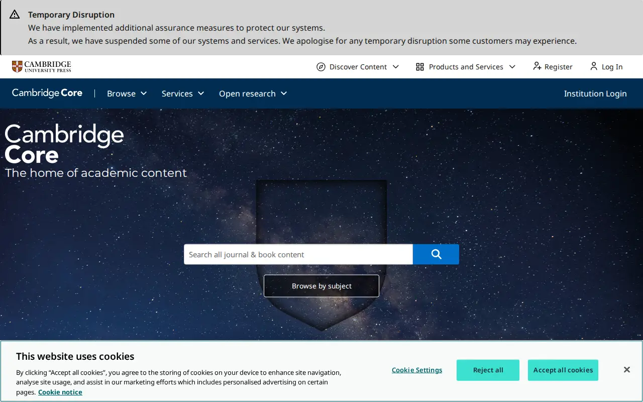 Cambridge Core website preview