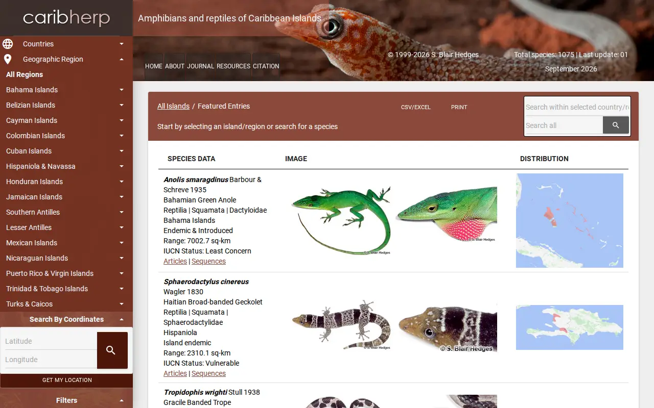 CaribHerp website preview