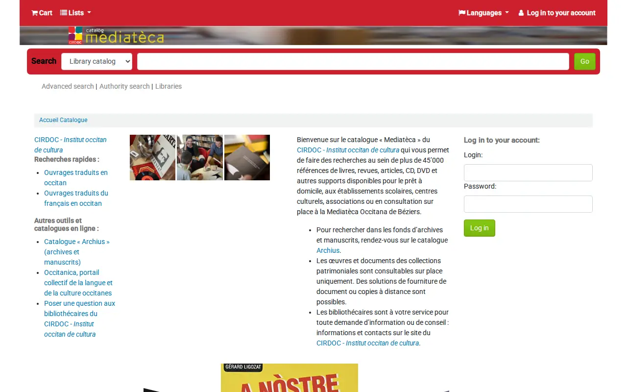 Catalogue of the CIRDÒC - Institut occitan de cultura website preview