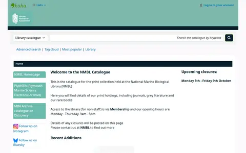 Preview of Catalogue of the National Marine Biological Library