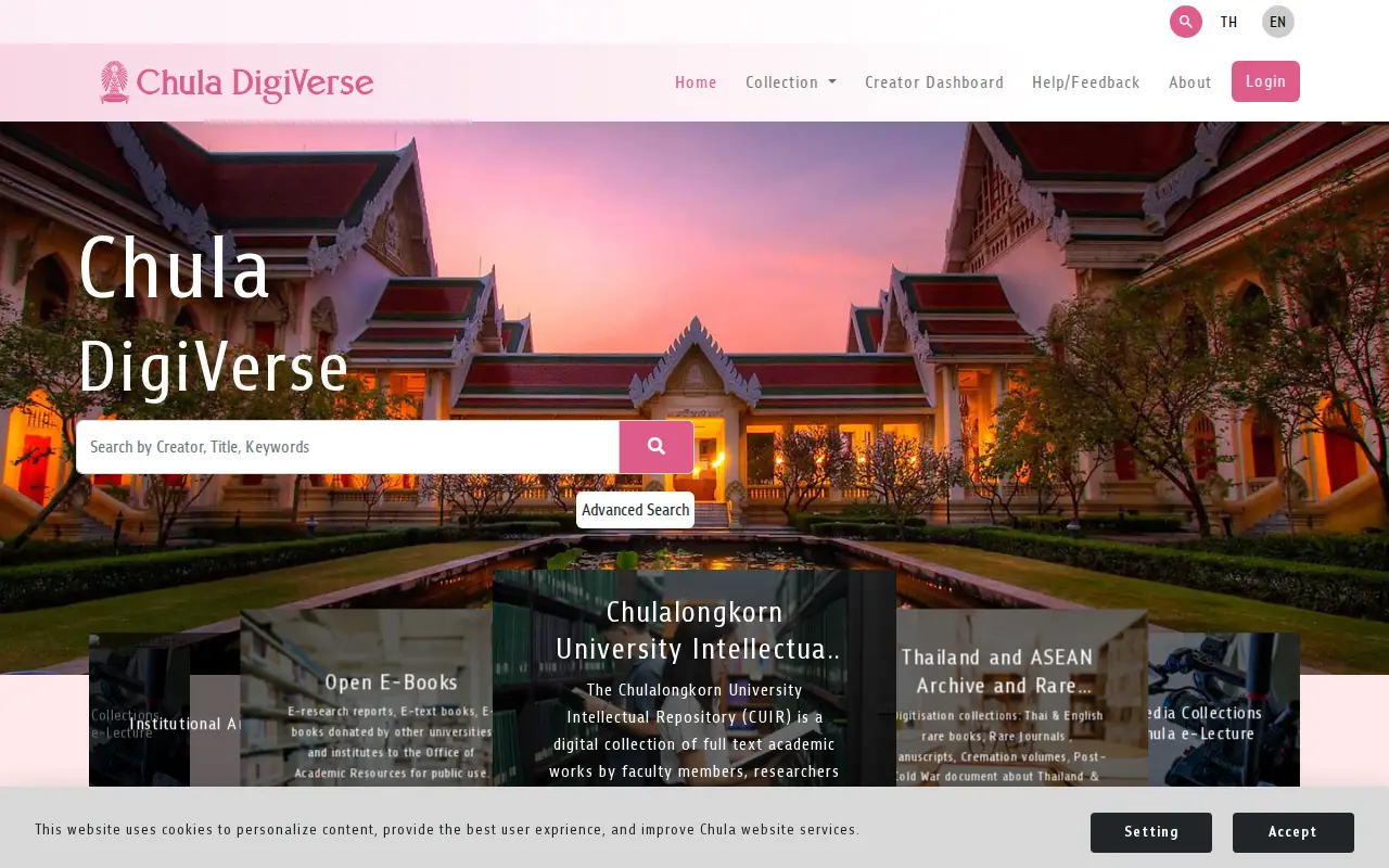 Chulalongkorn University Intellectual Repository website preview