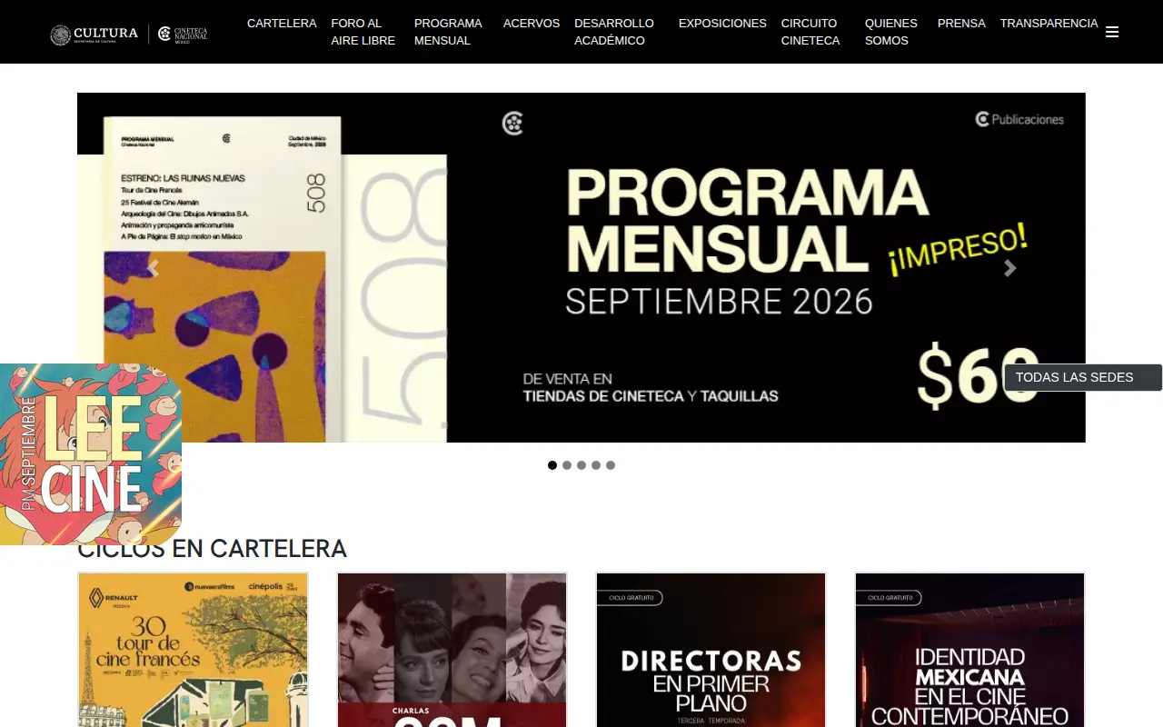 Cineteca Nacional website preview