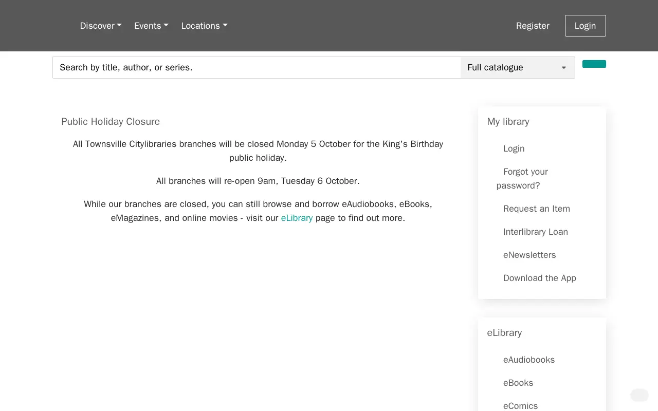 CityLibraries Townsville Catalogue website preview
