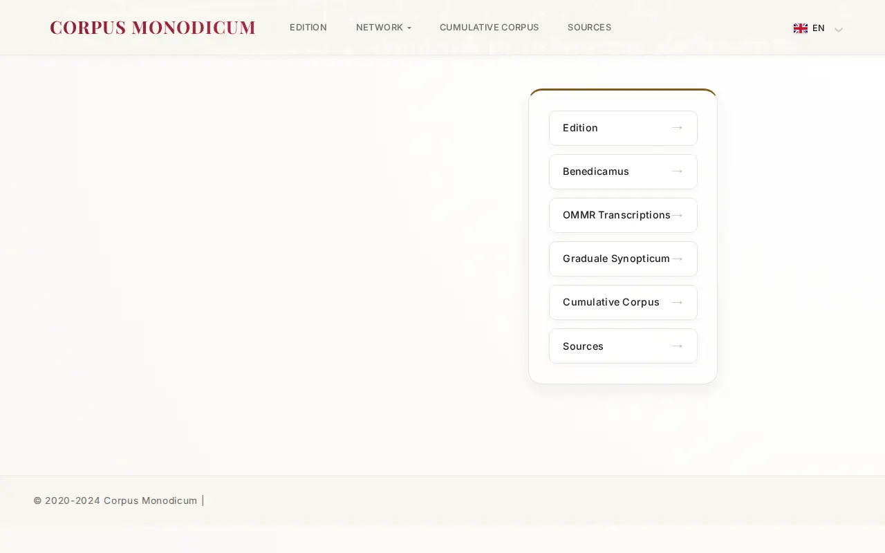 CORPUS MONODICUM digital website preview