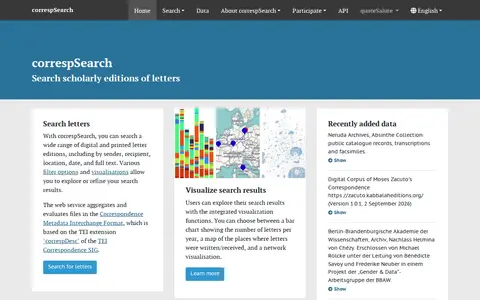 Preview of correspSearch - Search scholarly editions of letters