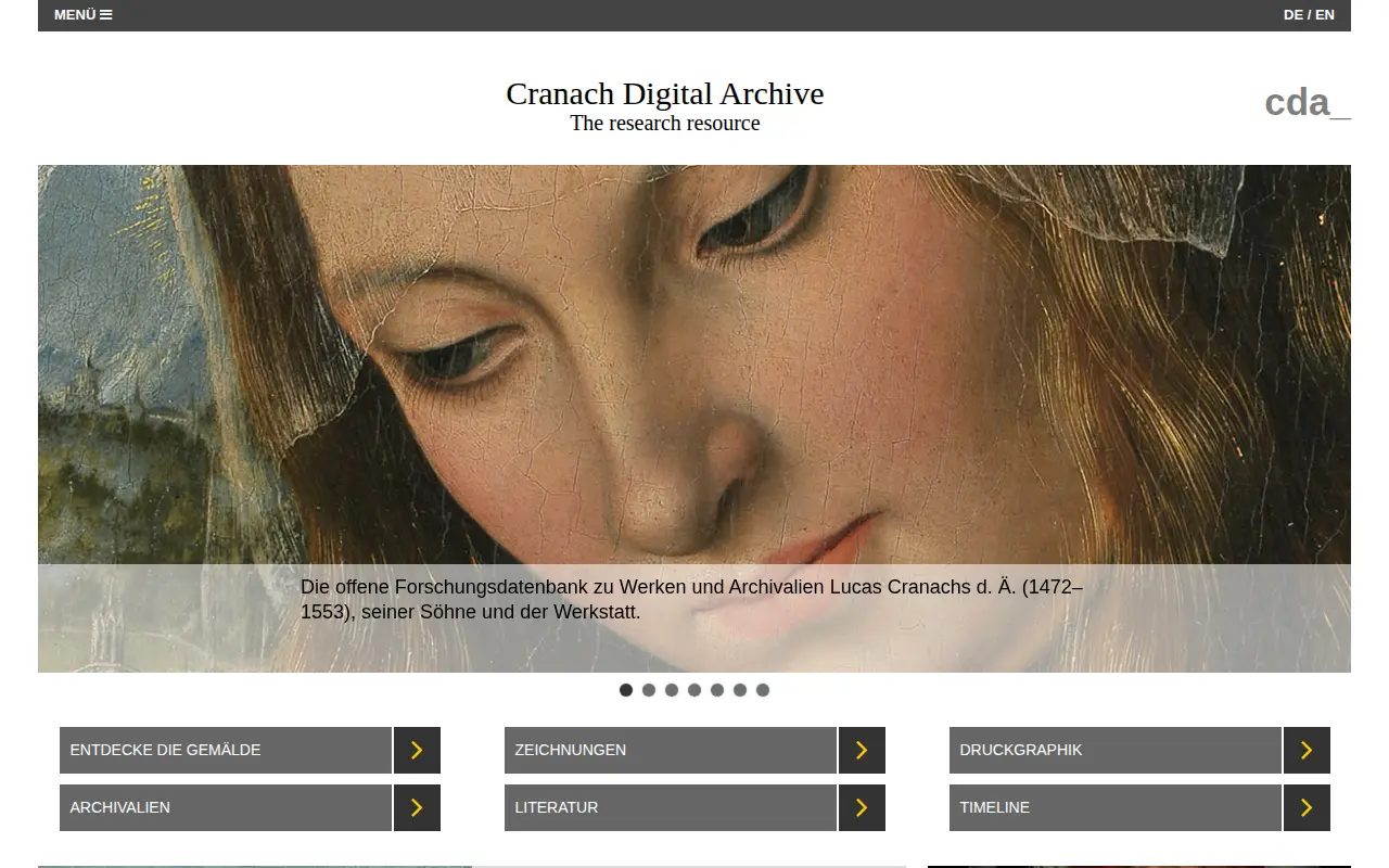 Cranach Digital Archive website preview