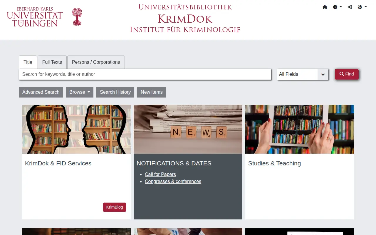 Criminological Information Service website preview