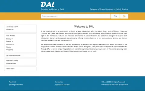 Preview of Database of Arabic Literature in Western Research