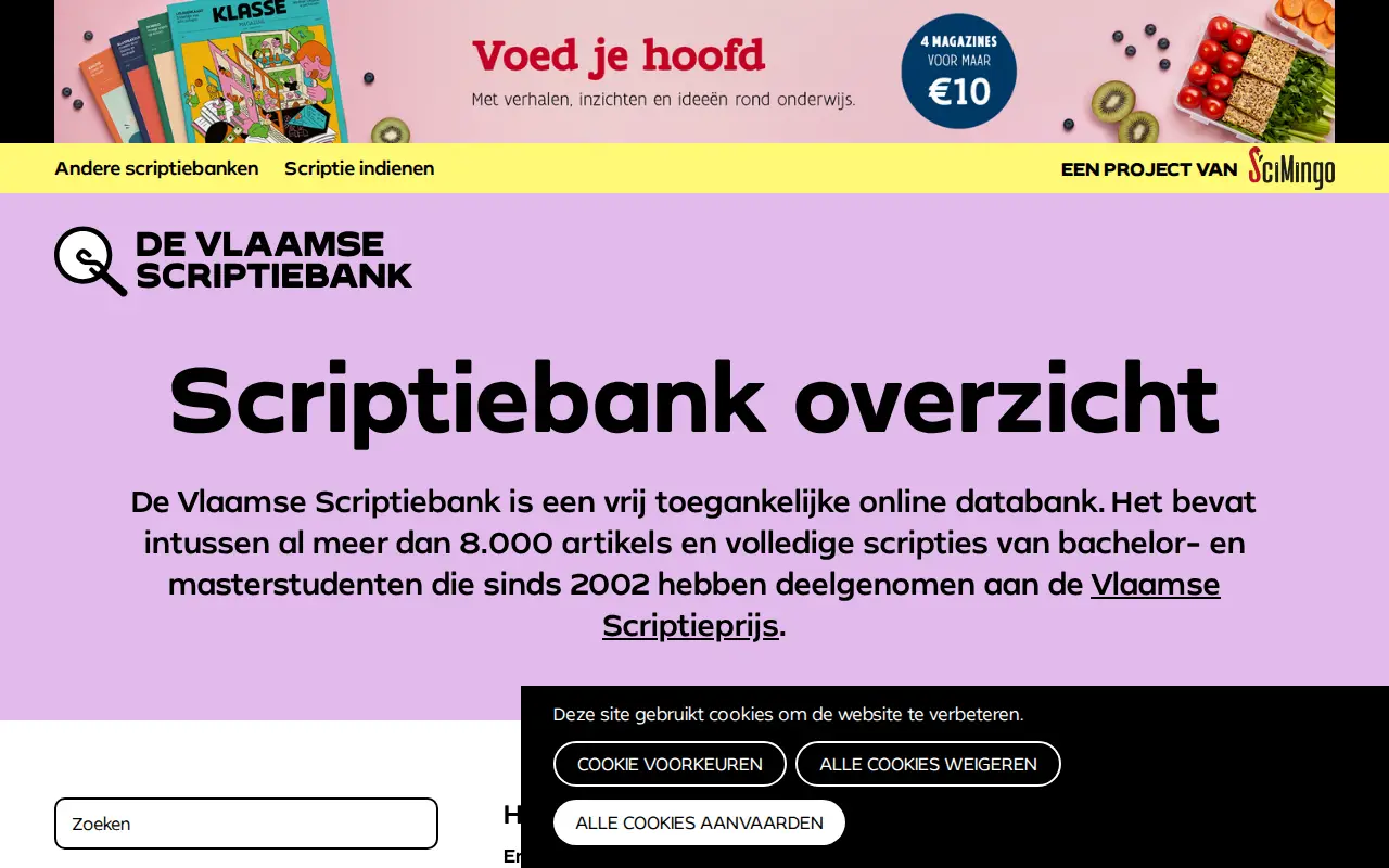 De Vlaamse Scriptiebank website preview