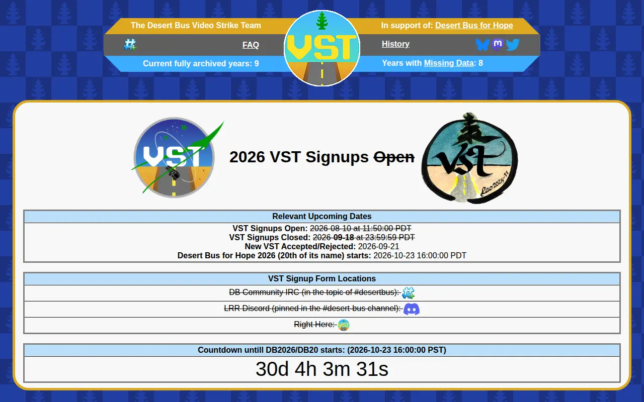 Desert Bus Video Strike Team website preview