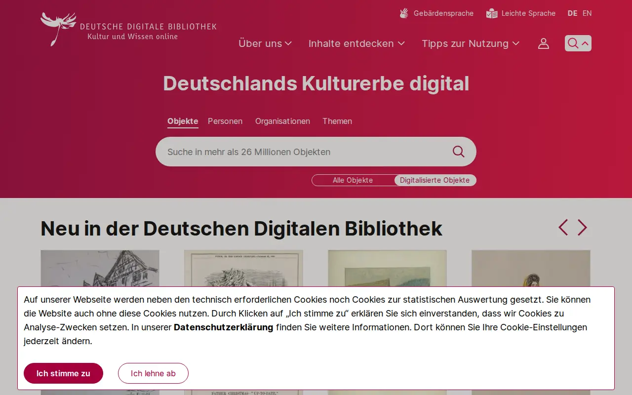 Deutsche Digitale Bibliothek website preview